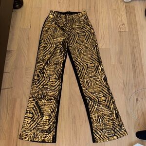 Gold and Black Wide Leg Pants